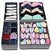 Onlyeasy Closet Underwear Organizer Drawer Divider, Set of 4 Foldable Cloth Storage Boxes Bins, Under Bed Organizer for Bras Socks Panties Ties, Linen-like Gray, MXDSS4P