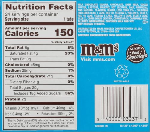 M&M’S MILK CHOCOLATE MINIS SIZE CANDY 1.08-OUNCE TUBE 24-COUNT