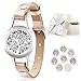 Jack & Rose Essential Oil Diffuser Bracelet,Stainless Steel Aromatherapy Locket Bracelets Leather Band with 8 Color Pads,Girls Jewelry Birthday Gifts for Women,Girlfriend, Mother,Sister
