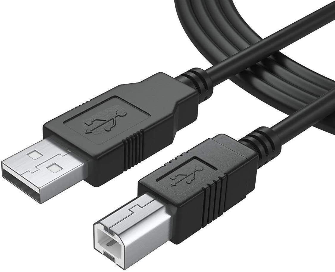 6FT USB 2.0 Printer Cable Cord for HP OfficeJet Laserjet Envy Canon Pixma Epson Workforce, Stylus Expression Home Brother Silhouette Cameo