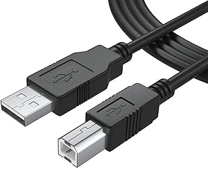6FT USB 2.0 Printer Cable Cord for HP OfficeJet Laserjet Envy Canon Pixma Epson Workforce, Stylus Expression Home Brother Silhouette Cameo