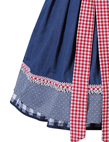 KoJooin Women 3 Pieces Bavarian Oktoberfest Costumes Barmaid Dirndl Dress Blue Plaid 38