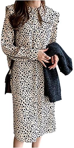 エムエルーセ ドット柄 襟 デザイン ミドル丈 春 夏 秋 ワンピース 長袖 きれいめ スカート レディース