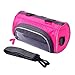 YAZER Bicycle Bags Durable Cycling Bicycle Bike Front Handlebar Bag with Transparent Pouch with iPhone Case for Map,Outdoor Activities,Riding (Pink)