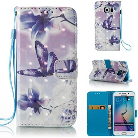 Galaxy S6 Edge case, kickstand wallet case with inner silicone bumper cover full protective cover with credit card holder creative gift for birthday for samsung s6 edge-butter