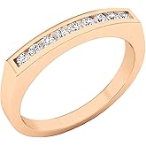 Dazzlingrock Collection 10K Round Gemstone Ladies Anniversary Wedding Stackable Band, Rose Gold