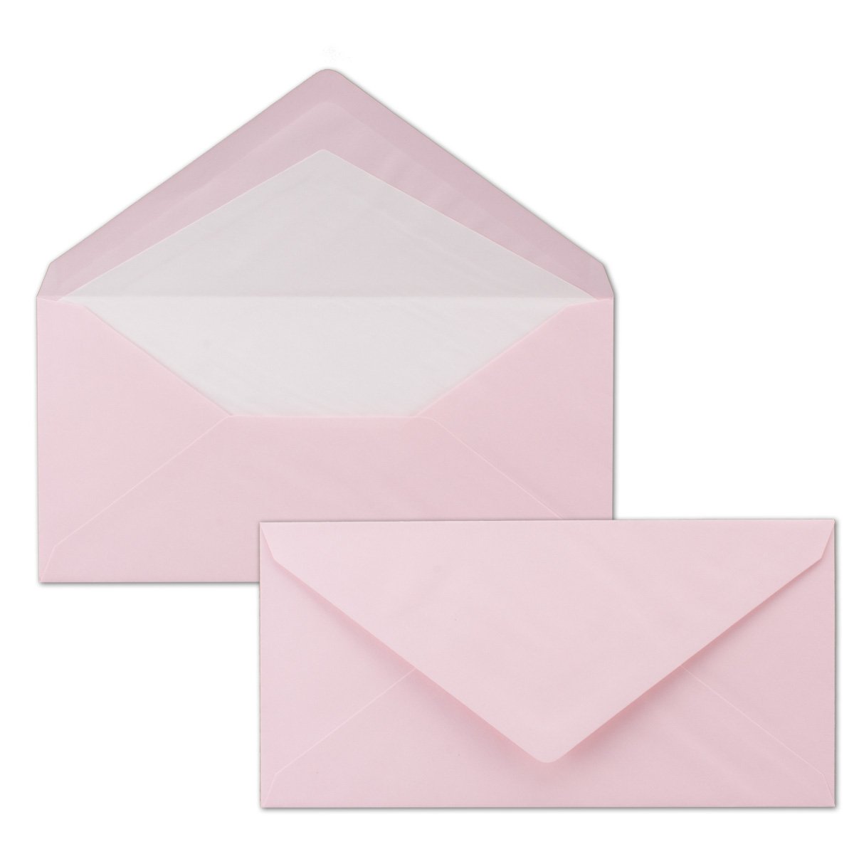 Envelopes DIN Long Pink Lined with Tissue Paper – 80 g/m2 – 110 mm x 220 mm – Nassklebung dl pink