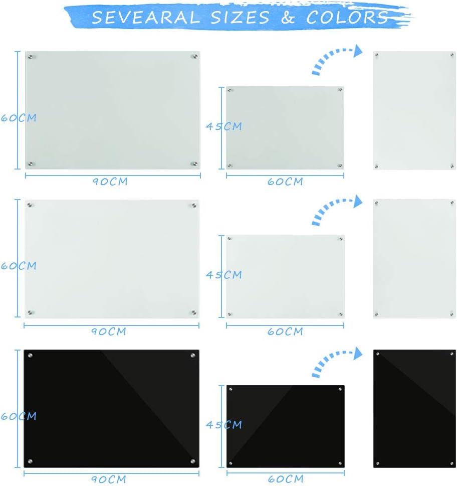QUEENLINK, Magnetic Glass Board, Glass Whiteboard, 24 x 18 Inches Glass Dry Erase White Board, 3 Magnets Included, Normal White : Office Products