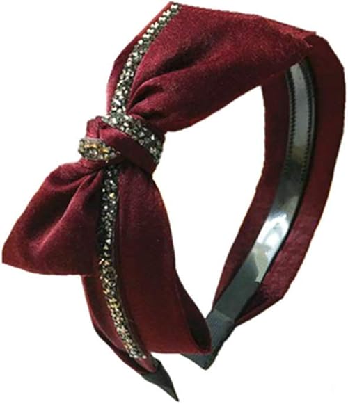 Amazon カチューシャ 女性髪飾り ヘアアクセサリ 蝶結びリボン 幅広 ヘアアクセサリー レディース ファッション 髪飾り 結婚式 二次会 ダークレッド カチューシャ ヘアバンド 通販