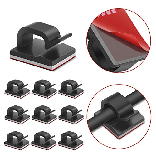 JIRVY Self Adhesive Cable Clips Black Management Wire Clip Cord Holder 100 Pack (Model R Black) - Thumbnail 6