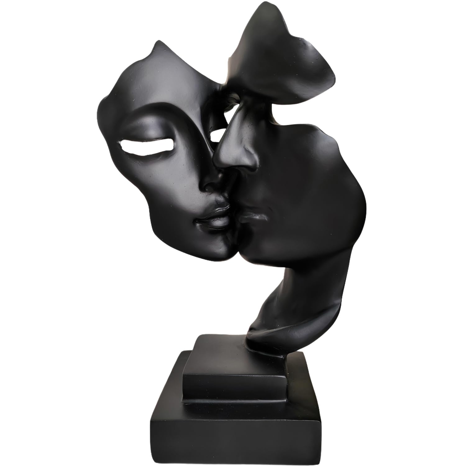 PIGPIGFLY Sweet Couple Statue,Decorative Figures,Couple Mask Statue,Decoration Living Room,Abstract Sculpture,Home Store Decoration,Modern Living Room Ornaments（Black）