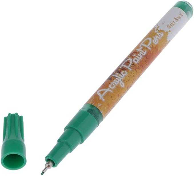 Amazon Hellery アクリル ペイントペン ペイントマーカー 極細 0.5mm 金属 革 紙 キャンバス 多用途 全5色 緑
