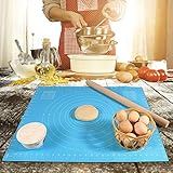 Aeegulle Silicone Baking Mat 23.6X19.6 Inch Heat Resistant Non-stick Non-slip Pastry Mat Thick Countertop Protector with Measurements for Rolling Dough Kneading Baking Pie and Fondant