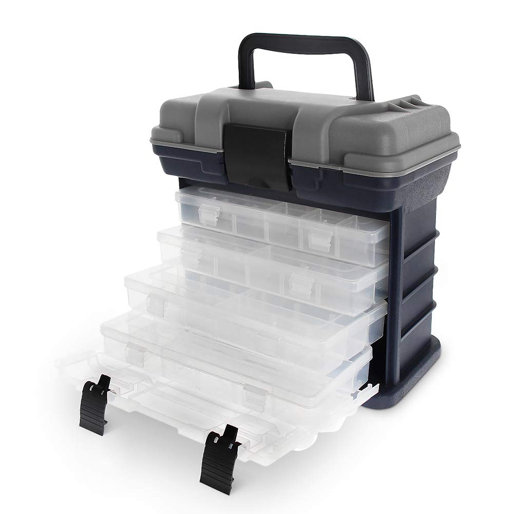 Fishing tackle box with 4 compartments for fishing accessories, Angelkoffer