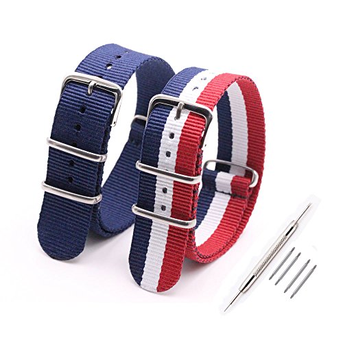 Watch Bands 2Pcs Smart Wactch Band - Choice of Color, Length & Width (18mm, 20mm or 22mm) - Ballistic Nylon Straps