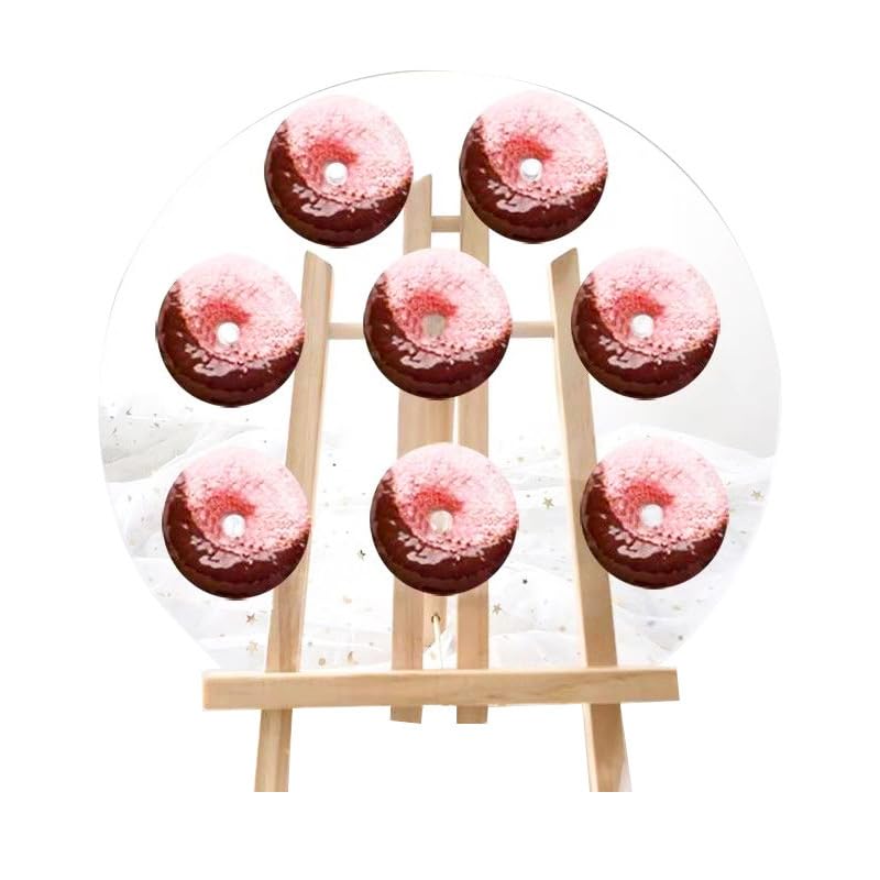 ieron Donut Display Stand Acrylic Donut Wall Holder with Wood Rack for Party Wedding Entertain Dessert Shop