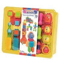Bristle Blocks by Battat - The Official Bristle Blocks - 75 Pieces in a Storage Bin - Creativity Building Toys for Dexterity and Fine Motricity - BPA Free 2 years + (Renewed)