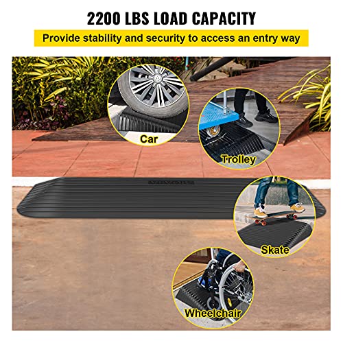 VEVOR Rubber Threshold Ramp, 1.5" Rise Threshold Ramp Doorway, Recycled Rubber Power Threshold