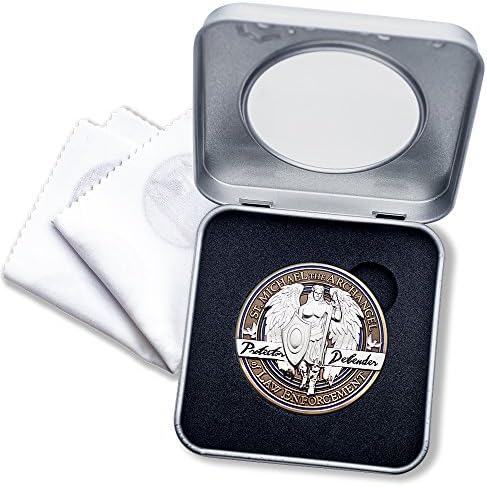 Law Enforcement Brotherhood Saint Michael Challenge Coin in Presentation Box with Bonus polishing Cloth