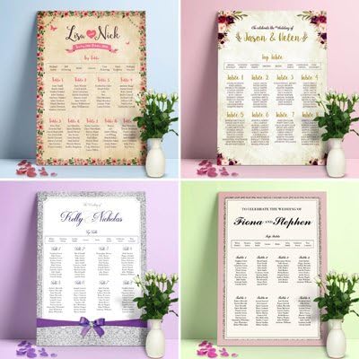 Personalised Wedding Table Plan Table Planner Seating Plan & Table Numbers or Table Names
