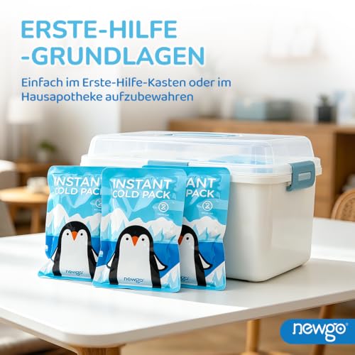 NEWGO Disposable Instant Cold Compress with Elastic Band (Pack of 12), Instant Cooling Pads for Children, Disposable Cool Packs for First Aid Measures, Pain Relief, Swelling, Inflammation, 10 x 15 cm