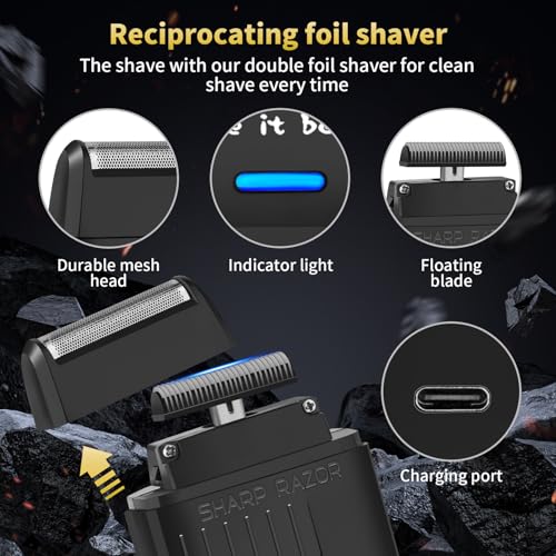 HIENA PRO Professional Hair Clipper Set for Men, Electric Foil Shavers and Beard Trimmers, Cordless Barber Clippers with LED Display, R-Type Adjustable Blade, Hair Cutting Kit, Gifts for Men