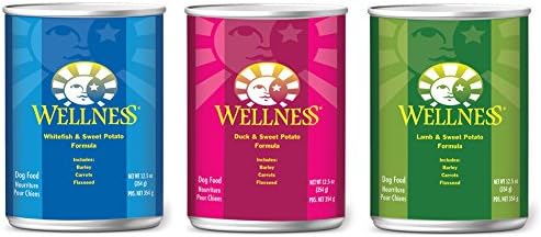 Wellness Complete Health Dog Food Variety Pack | 3 Flavors - 4 Duck and Sweet Potato, 4 Lamb and Sweet Potato, and 4 Whitefish and Sweet Potato | 12 Pack Canned Wet Dog Food | No Wheat, Corn, Soy