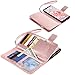 Samsung Note 8 Case, Note 8 Wallet Case, BENTOBEN Note 8 Flip Case Premium PU Leather Stripe Detachable Wrist Strap Magnetic Folio Wallet Phone Case Cover for Samsung Galaxy Note8 Cute Rose Gold/White