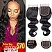 QTHAIR 12A Brazilian Virgin Body Wave Human Hair Lace Closure Unprocessed 100% Human Hair Swiss Lace Closure Three Part Closure Natural Color (12