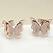Navifoce 18k Rose Gold Stainless Steel Earrings Dull Polished 3D Butterfly Stud Earrings for Women Gift