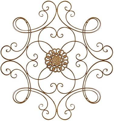 Amazon Com Besti Scrolled Metal Medallion Wall Decor Vintage Decoration For Home Kitchen Office Porch Patio Circular Antique Style Gold Iron Artwork Ornament Great House Christmas Gift 24 1 2 Inch Everything Else