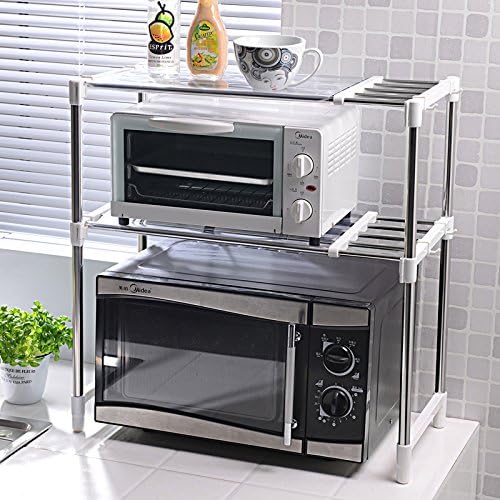 ZAIG Home Microwave Oven Rack Multifunction Stainless Steel Towel Rack Storage Supplies Double Microwave Oven Shelf