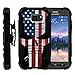 MINITURTLE Compatible with Samsung Galaxy S6 Active [Clip Armor] Shock Resistant Hybrid Case w/Stand + Holster Belt Clip American Flag Skull