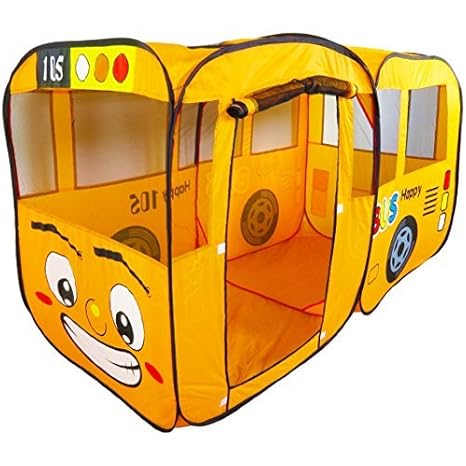 Dominiti Spielzelt XXL Bus in orange / POP-UP mit Boden