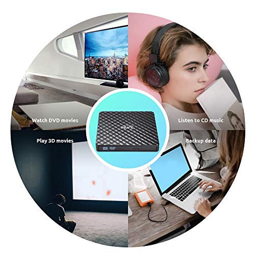 External CD Drive, InLife USB 3.0 Portable DVD Drive,+/-RW Drives/Writer/Rewriter/Burner High Speed Data Transfer for Mac OSX Laptops Desktops Notebooks Windows7/8/10 - Thumbnail 6