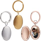 PLIGREAT 3 Pack Oval Locket Keychain, Silver Photo Locket Key Chains for Women Rose Gold Oval Locket Keychain that Holds Pictures Photo Frame Charm Locket Pendants for DIY Craft Mother's Day Gift