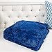 Homey COZY Faux Fur and Flannel Navy Blue Throw Blanket, Super Soft Shaggy Fleece Fuzzy Lightweight Wool Plush Blanket for Sofa Couch Decorative Floor, 50