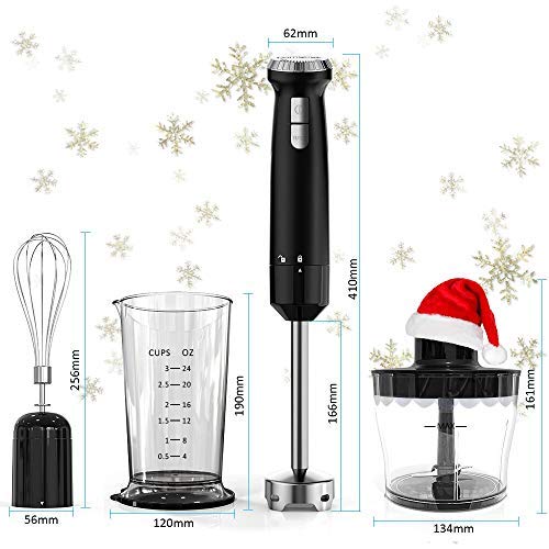 Hand Blender Homgeek 4 in 1 16 Speed 2 Turbo Button Immersion Blender