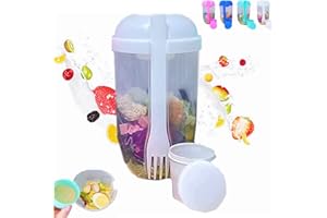 JEJIAKELL Salad Container Cup for Lunch, Fresh Salad to Go Container Set with Salad Dressing Holder and Fork, Keep Fit Healthy Salad Container, Vegetable Breakfast to Take Away Fruit and for Lunch (White)