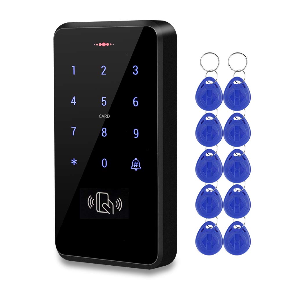 HFeng Outdoor IP68 Waterproof RFID Keypad Touch Access Control System Rainproof WG26/34 125KHz Card Reader + 10pcs EM4100 Keyfobs