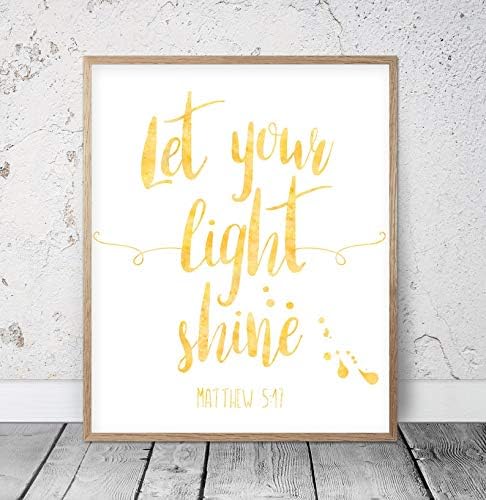 daoyiqi Wood Pallet Plaque with Frame Let Your Light Shine, Matthew 5:17, Bible Verse Printable Wall Art, Christian Gifts Nursery, Bible Quotes, Scripture Prints Quote Sign