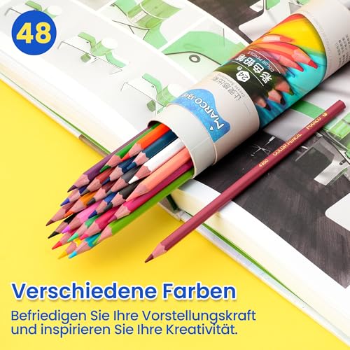 MARCO Professional Art Lovers Colouring Pencils Set 48 Colours Thick Oil Chalk Leads in Wooden Pencils Series D4300 A Popular Choice for Professional Painters and Painters