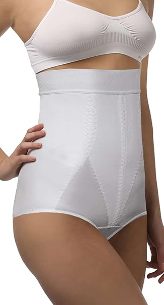 ®BeFit24 Miederhose: hohe Taille - mit Bauch-weg-Effekt und Anti-Rutsch-Silikonband für Damen.(Größe X-Large weiß)