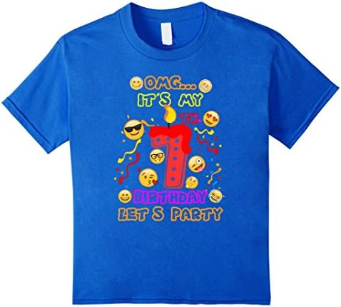 Kids 7th Birthday Emoji T-Shirt for 7 Year Old Awesome Kids 8 Royal Blue