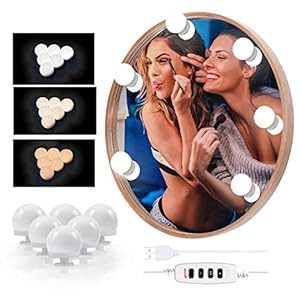 Led-spiegellamp – Hollywood-stijl spiegellampen voor de badkamer, USB-spiegellamp met 10 dimbare en 3 instelbare…