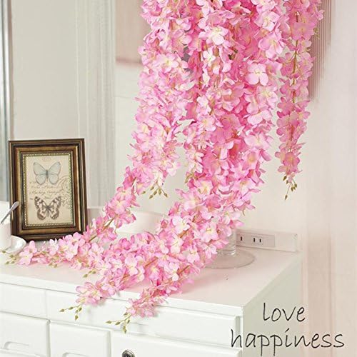 30 Piece Artificial Flowers Silk Wisteria Garland-Dearhouse Artificial Wisteria Vine Ratta Silk Hanging Flower For Home Garden Outdoor Ceremony Wedding Arch Floral Decor