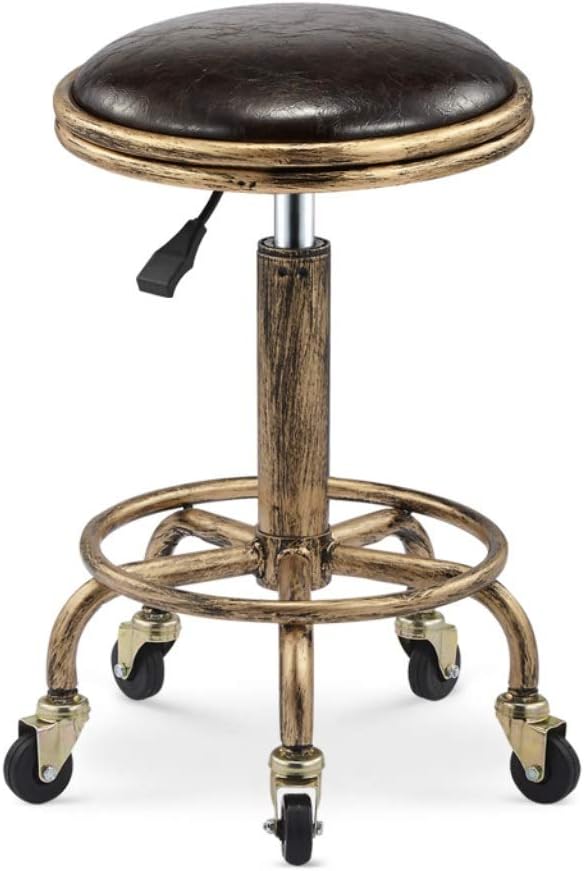 LRW Retro Bar chair Spa Rotary Air Pressure Lift Bar Office Wheel Stool (Color : Dark brown)