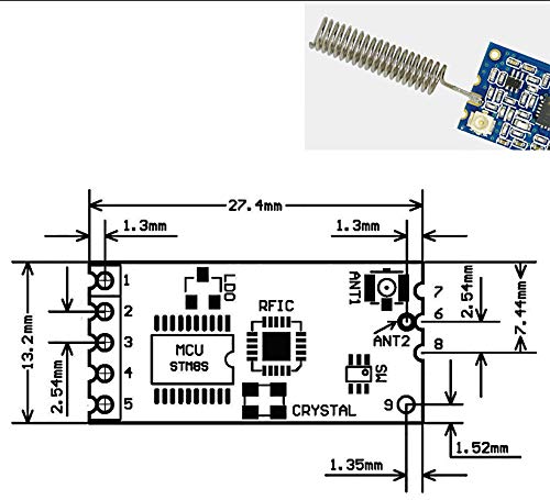 Alwayshare HC-12 433Mhz SI4463 Wireless Serial Port Module 1000m Replace Bluetooth with Antenna (Blue) - Thumbnail 2