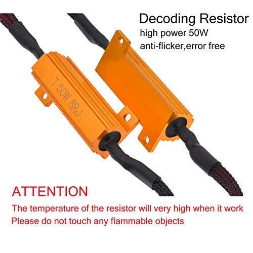 TUINCYN 2pcs 50W 8 ohm 3157 3047 3057 3155 3457 Led Load Resistors - Fix Headlight LED Bulb Fog Lamp Fast Hyper Flash Turn Signal Blink Light Error Code Canbus Resistors Decoder