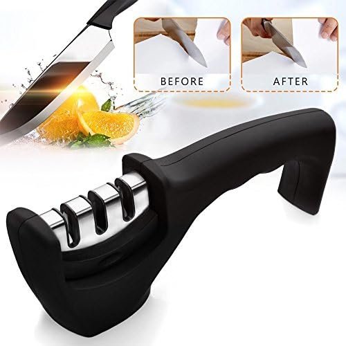 Kitchen Knife Sharpener-3 Stage Kitchen Knife Sharpening System tool Helps Repair, Restore and Polish Blades,Fast and Easy (Safe and Portable)